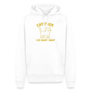 Catitude Cat – Je fais ce que je veux - Sweat à capuche Premium bio Homme - blanc - Devant - Nico (187cm)