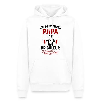Papa et Bricoleur idée cadeau Noël fête des pères - Sweat à capuche Premium bio Homme - blanc - Devant - Nico (187cm)