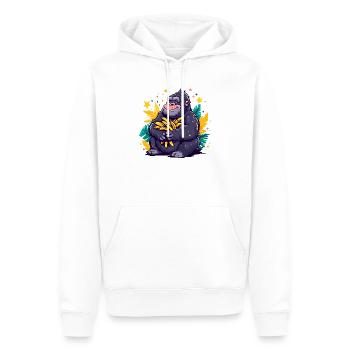 Bananen-Gorilla Kuschelmotiv - Männer Premium Bio Hoodie - Weiß - Vorne - Nico (187cm)