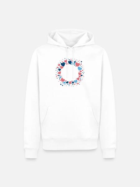 Herz Kranz Blau Rosa Blumenkranz - Männer Premium Bio Hoodie - Weiß
