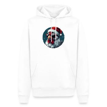 Sonnenbrillen-Huhn im Christmas-Stil - Männer Premium Bio Hoodie - Weiß - Vorne - Nico (187cm)