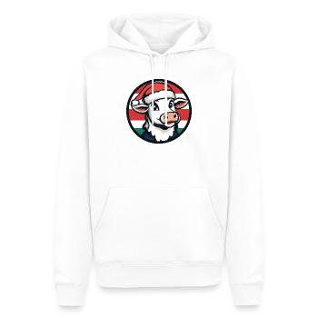 Weihnachtskuh im Festtagsrot-Grün - Männer Premium Bio Hoodie - Weiß - Vorne - Nico (187cm)