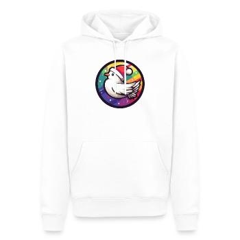 Oiseau de Noël dans l’anneau arc-en-ciel - Sweat à capuche Premium bio Homme - blanc - Devant - Nico (187cm)