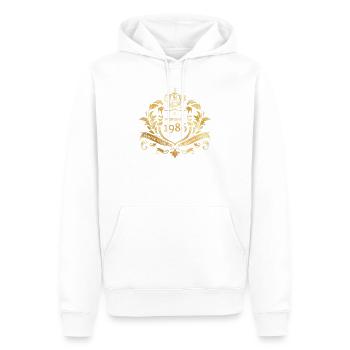 40e anniversaire Semper Verum - Fondé en 02/1986 - Sweat à capuche Premium bio Homme - blanc - Devant - Nico (187cm)