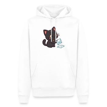 Kawaii Schwarze Katze und Umschläge - Männer Premium Bio Hoodie - Weiß - Vorne - Nico (187cm)