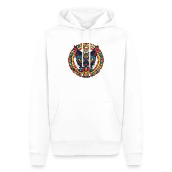 Mosaic cat in the circle of the sun - Men’s Premium Organic Hoodie - white - Front - Nico (187cm)
