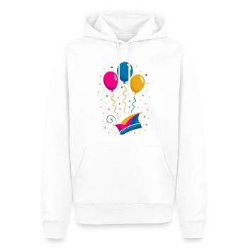 Karneval mit Narrenkappe und bunten Ballons - Männer Premium Bio Hoodie - Weiß - Vorne - Nico (187cm)