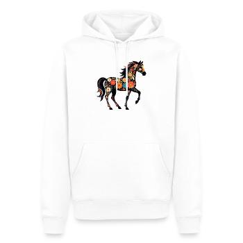 Motif de cheval fier, fleur de cheval, jument colorée - Sweat à capuche Premium bio Homme - blanc - Devant - Nico (187cm)