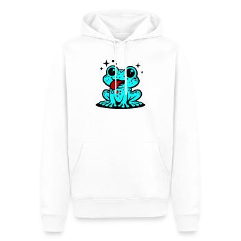 Kröte Comic Frosch - Männer Premium Bio Hoodie - Weiß - Vorne - Nico (187cm)