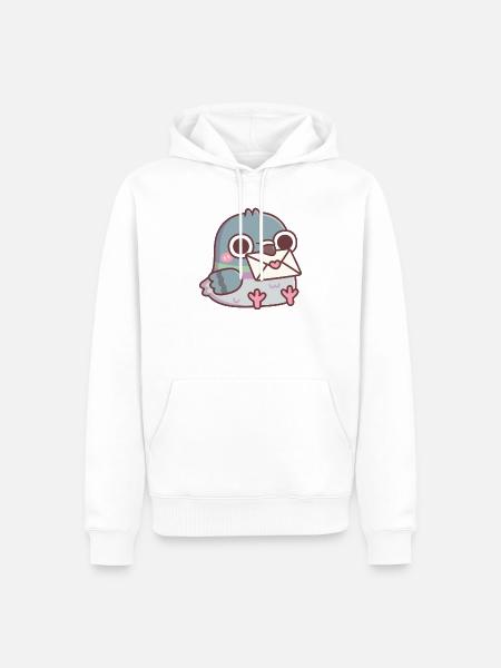 Süße Taube mit Liebesbrief - Männer Premium Bio Hoodie - Weiß