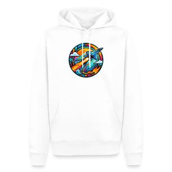Neon Düsen Jet im Feuer Kreis Retro Space Rakete - Männer Premium Bio Hoodie - Weiß - Vorne - Nico (187cm)