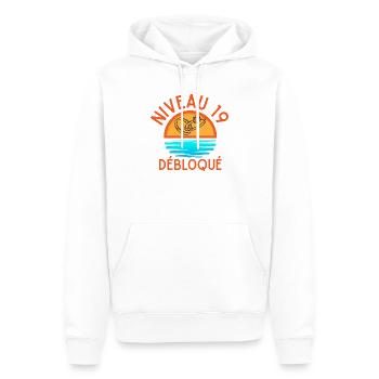 Level 19 Freigeschaltet, eine kreative und freudige Ergänzung - Männer Premium Bio Hoodie - Weiß - Vorne - Nico (187cm)