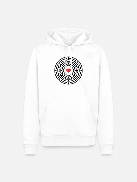 Labyrinth Heart Maze - Men’s Premium Organic Hoodie - white