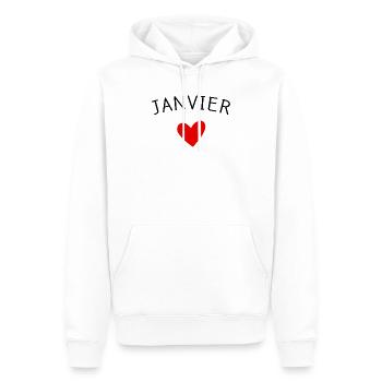 Future maman Janvier – Bébé en route ❤️ - Sweat à capuche Premium bio Homme - blanc - Devant - Nico (187cm)