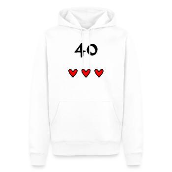 40. 40 ANS. 40e ANNIVERSAIRE. ANNIVERSAIRE 40 ANS. - Sweat à capuche Premium bio Homme - blanc - Devant - Nico (187cm)