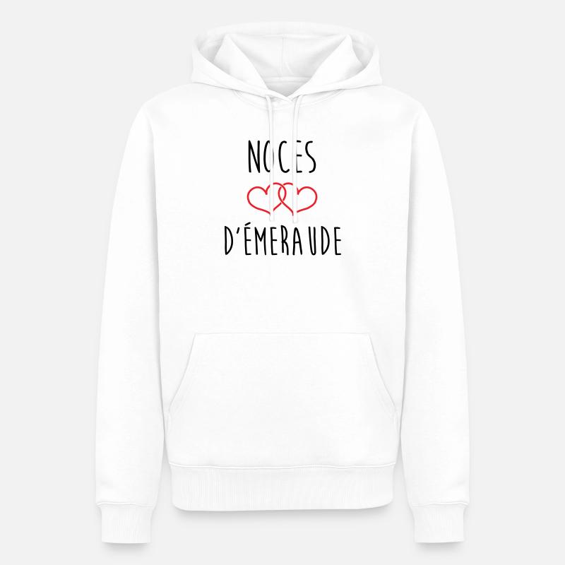 noces d'émeraude 40 ans de mariage - Sweat à capuche Premium bio Homme - blanc