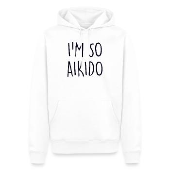 aikido - Felpa con cappuccio ecologica premium da uomo - bianco - Fronte - Nico (187cm)