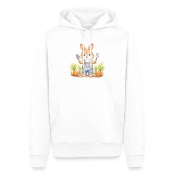 Un joli lapin dans le parterre de carottes - Sweat à capuche Premium bio Homme - blanc - Devant - Nico (187cm)