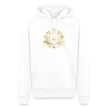 70e anniversaire Semper Verum - Fondé en 05/1956 - Sweat à capuche Premium bio Homme - blanc - Devant - Nico (187cm)