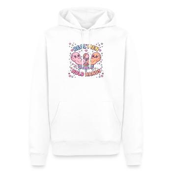 Brad de fer – De vrais hommes se tenant la main - Sweat à capuche Premium bio Homme - blanc - Devant - Nico (187cm)