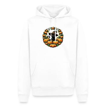 Pumpkin Circle Witch Cat - Men’s Premium Organic Hoodie - white - Front - Nico (187cm)