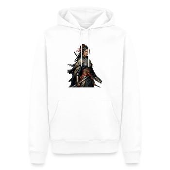 Samouraï noir avec motifs dorés - Sweat à capuche Premium bio Homme - blanc - Devant - Nico (187cm)