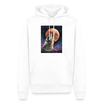 Heulender Wolf - Männer Premium Bio Hoodie - Weiß - Vorne - Nico (187cm)
