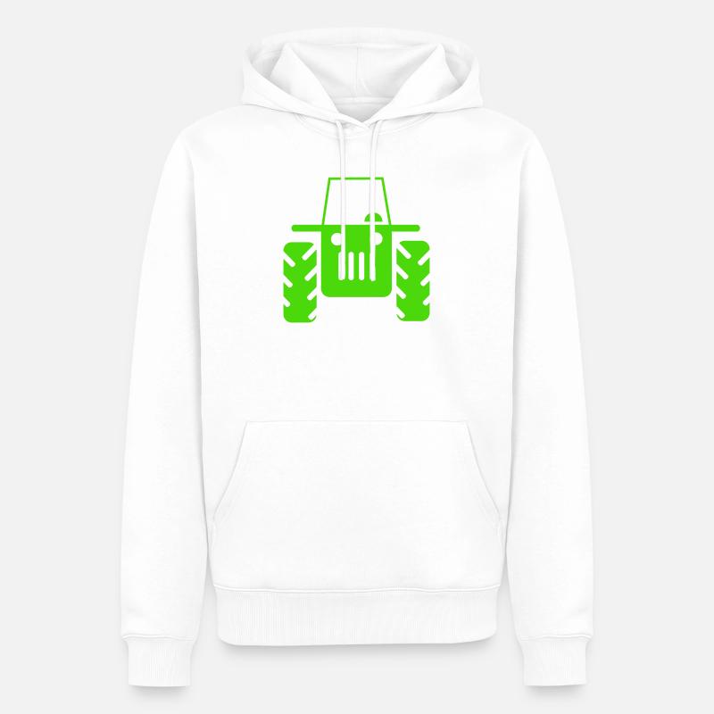 Retro Traktor  - Männer Premium Bio Hoodie - Weiß
