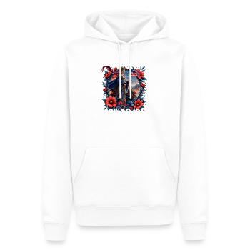 Reine Patriotique Florale - Sweat à capuche Premium bio Homme - blanc - Devant - Nico (187cm)