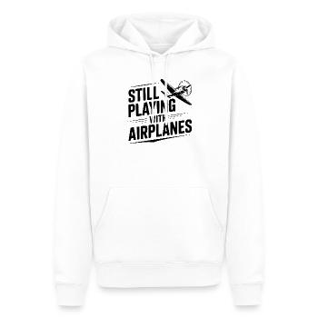 Ich spiele immer noch mit Flugzeugen - Männer Premium Bio Hoodie - Weiß - Vorne - Nico (187cm)