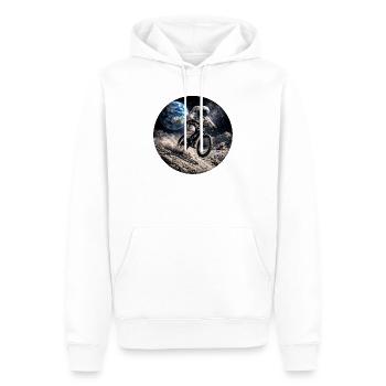 Astronaute vélo lunaire - Sweat à capuche Premium bio Homme - blanc - Devant - Nico (187cm)