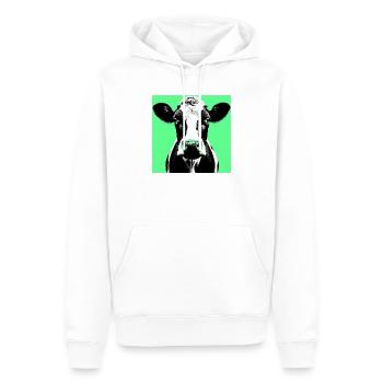 vache - Sweat à capuche Premium bio Homme - blanc - Devant - Nico (187cm)