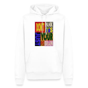Ne paniquez pas - Sweat à capuche Premium bio Homme - blanc - Devant - Nico (187cm)