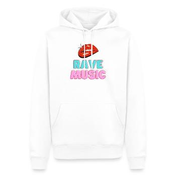 Musique rave Lèvres léopard Texte néon - Sweat à capuche Premium bio Homme - blanc - Devant - Nico (187cm)