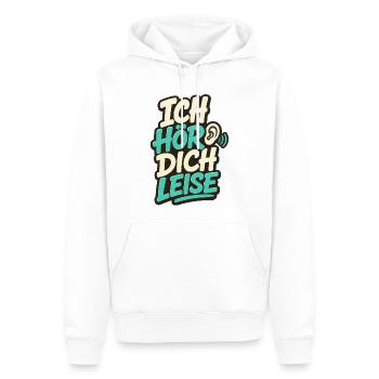ICH HÖR DICH LEISE - Männer Premium Bio Hoodie - Weiß - Vorne - Nico (187cm)