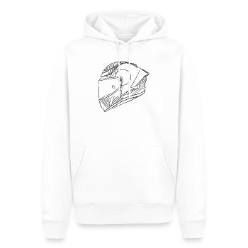 Schwarz Helm - Visier  - Männer Premium Bio Hoodie - Weiß - Vorne - Nico (187cm)