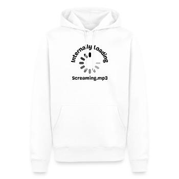 Chargement interne Screaming.mp3 Chargement drôle - Sweat à capuche Premium bio Homme - blanc - Devant - Nico (187cm)