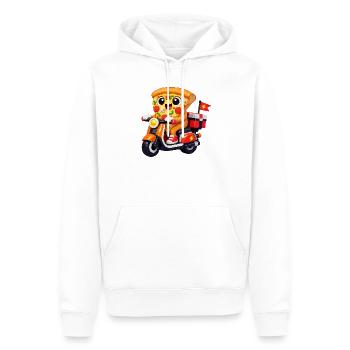 Pizza Hero on Delivery Bike - Men’s Premium Organic Hoodie - white - Front - Nico (187cm)