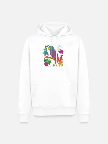 Bunter Papagei im Tropen Design - Männer Premium Bio Hoodie - Weiß