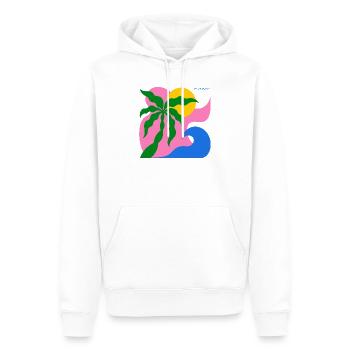 Abstract Palm Tree & Sun: Summer Design - Men’s Premium Organic Hoodie - white - Front - Nico (187cm)