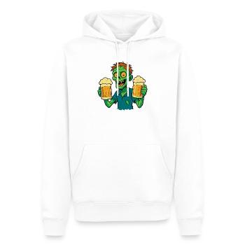 Zombie heureux avec de la bière - Sweat à capuche Premium bio Homme - blanc - Devant - Nico (187cm)