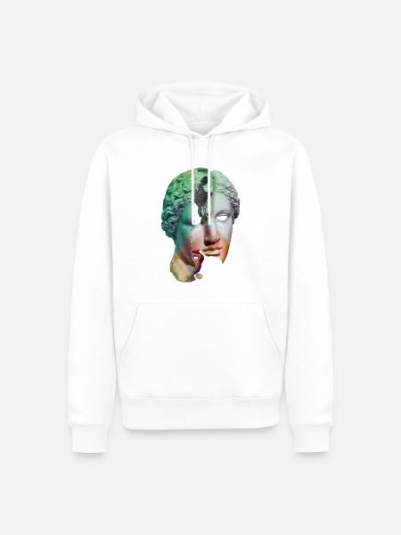 Zerbrochener Gott surreale Collage - Männer Premium Bio Hoodie - Weiß
