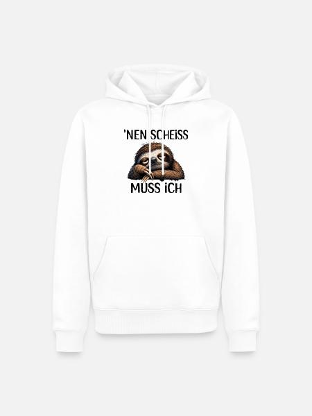 Faultier Nen Scheiss Muss Ich Spruch - Männer Premium Bio Hoodie - Weiß