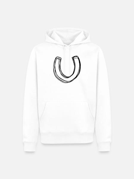 Hufeisen handgezeichnet - Männer Premium Bio Hoodie - Weiß
