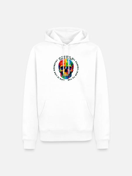Geometrischer Regenbogen Totenkopf - Männer Premium Bio Hoodie - Weiß