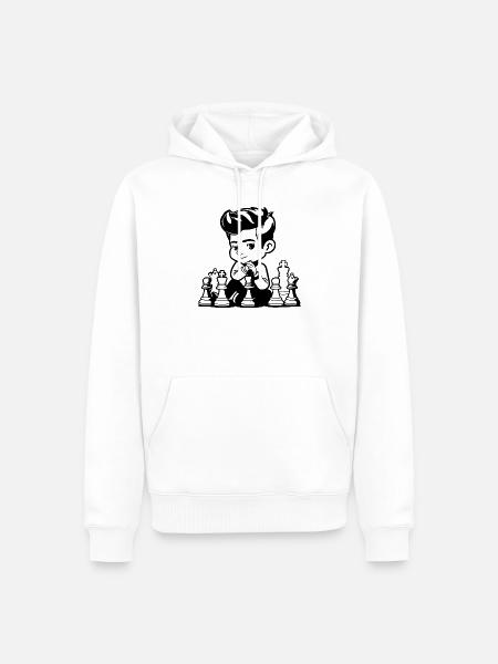 Schachjunge Cartoon Look - Männer Premium Bio Hoodie - Weiß