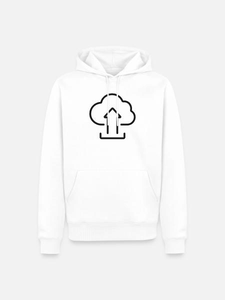 Cloud-Upload-Zeilen-Icon - Männer Premium Bio Hoodie - Weiß