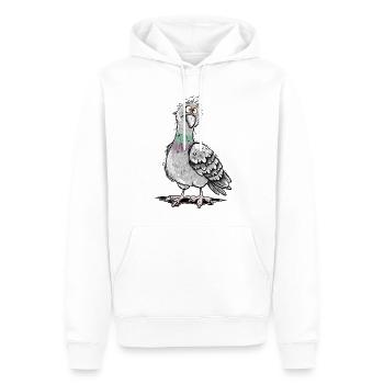 Lustige Taube Stadttaube Brieftaube Vogel Cartoon  - Männer Premium Bio Hoodie - Weiß - Vorne - Nico (187cm)