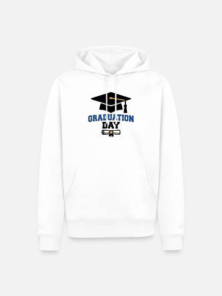 Abschluss Hut Zeugnis Grafik - Männer Premium Bio Hoodie - Weiß
