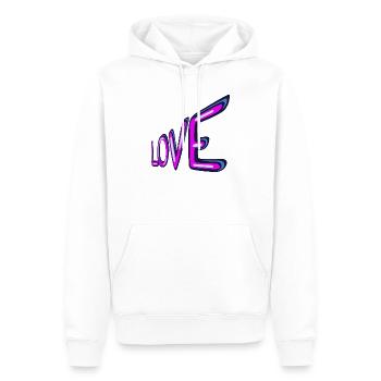 Liebe Neon-Schriftzug - Männer Premium Bio Hoodie - Weiß - Vorne - Nico (187cm)